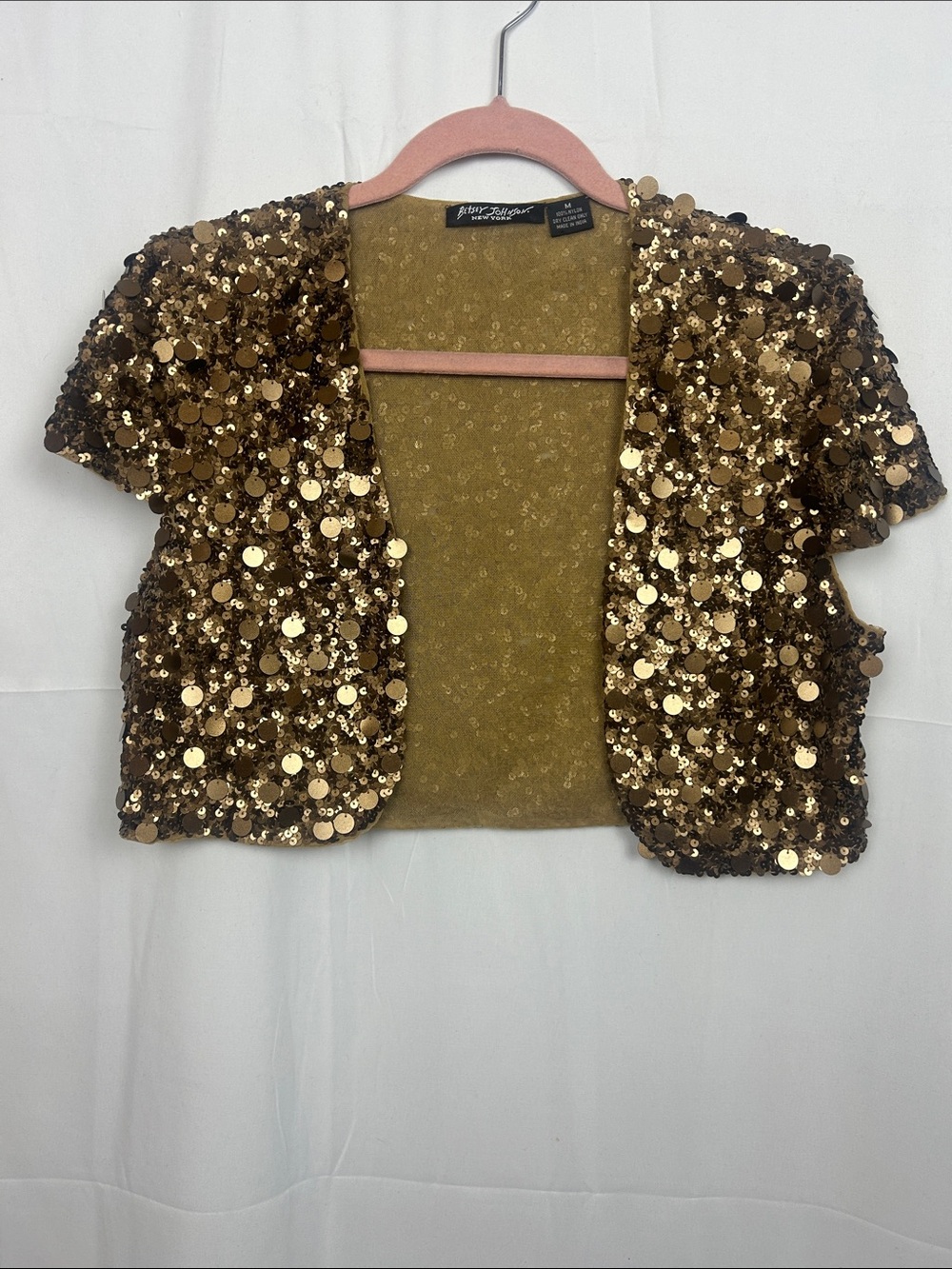 Betsey Johnson Copper Sequin Cropped Bolero